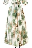 Prachtige groen beige maxi plisse jurk _