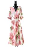 Prachtige rose groene maxi plisse jurk _