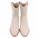 Beige daimen western-biker enkellaarsje Lynn_