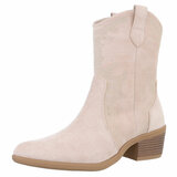 Beige daimen western-biker enkellaarsje Lynn_