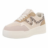 Kaki bruin-beige lage sneaker Silke_