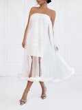 Elegante korte witte bustier jurk met tulle_