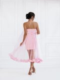 Elegante korte rose bustier jurk met tulle_