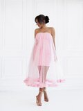 Elegante korte rose bustier jurk met tulle_