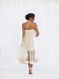 Elegante korte cream bustier jurk met tulle_