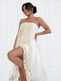 Elegante korte cream bustier jurk met tulle_