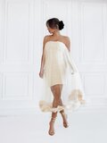 Elegante korte cream bustier jurk met tulle_