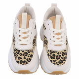 Beige-leopard lage sneaker Jessica_