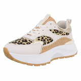 Beige-leopard lage sneaker Jessica_