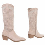 Hoge beige suede western-biker laars Beaudille  TEMPORARY SOLD OUT_