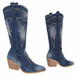 Hoge blauwe western-biker laars Besha_