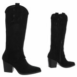 Hoge zwarte suede western-biker laars Ludy_