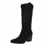 Hoge zwarte suede western-biker laars Ludy_