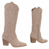 Hoge kaki bruine suede western-biker laars Ludy_