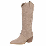 Hoge kaki bruine suede western-biker laars Ludy_