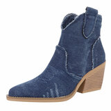 Blauw western-biker enkellaarsje Bernella_