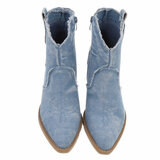 Licht blauw western-biker enkellaarsje Bernella_