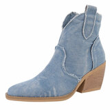 Licht blauw western-biker enkellaarsje Bernella_