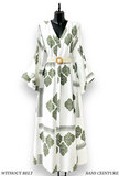 Maxi witte jurk met groene print in bohemian chic style_