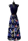 Blauw-zwarte mouwloze jumpsuit._