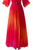 Elegante fuchsia-oranje maxi plisse jurk _