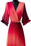 Elegante rood-rose maxi plisse jurk _