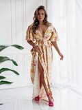 Licht gele mixed maxi jurk_