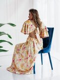 Licht gele mixed maxi jurk_