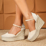 Beige hoge sandaal met sleehak Bonetta_