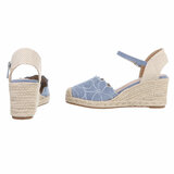 Blauwe hoge sandaal met sleehak Branka_