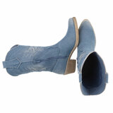 Half hoge licht blauwe western-biker laars in denim_
