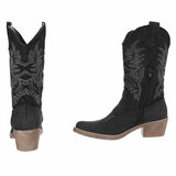 Half hoge zwarte western-biker laars in denim_