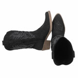 Half hoge zwarte western-biker laars in denim_
