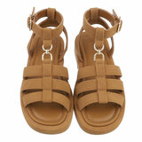 Camel sandaal met platform zool Brianda_