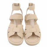 Beige daimen sandaal met platform zool Tinneke_