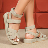 Kaki bruine daimen sandaal met platform zool Tinneke_