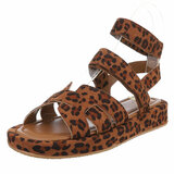 Leopard daimen sandaal met platform zool Tinneke_