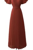 Stijlvolle terracotta maxi plisse jurk _