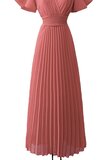 Stijlvolle zalm rose maxi plisse jurk _