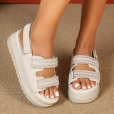 Beige daimen sandaal met platform zool Brinna_