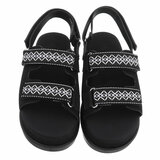 Zwarte daimen sandaal met platform zool Brinna_