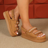 Camel daimen sandaal met platform zool Brinna_