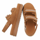 Camel daimen sandaal met platform zool Brinna_