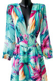 Sierlijke mixed colours maxi jurk met bloem motief_