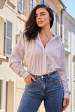  Blauwe jeans broek voor dames met strass en wijde pijpen_