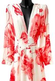 Sierlijke wit-rode mixed maxi jurk met bloem motief_
