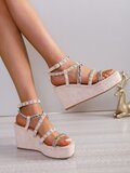 Beige hoge sandaal met sleehak Clara_