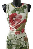 Prachtige lange mouwloze groen-rose bodycon jurk_