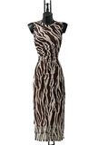 Prachtige lange mouwloze beige-bruine bodycon jurk_