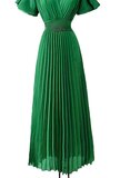 Stijlvolle groene maxi plisse jurk _